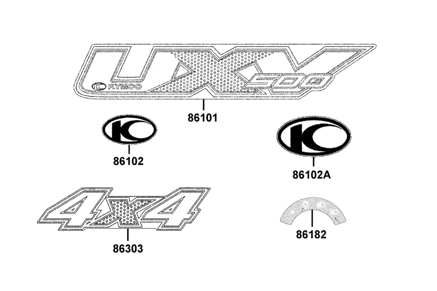 F26 Emblem and Stripe parts diagram