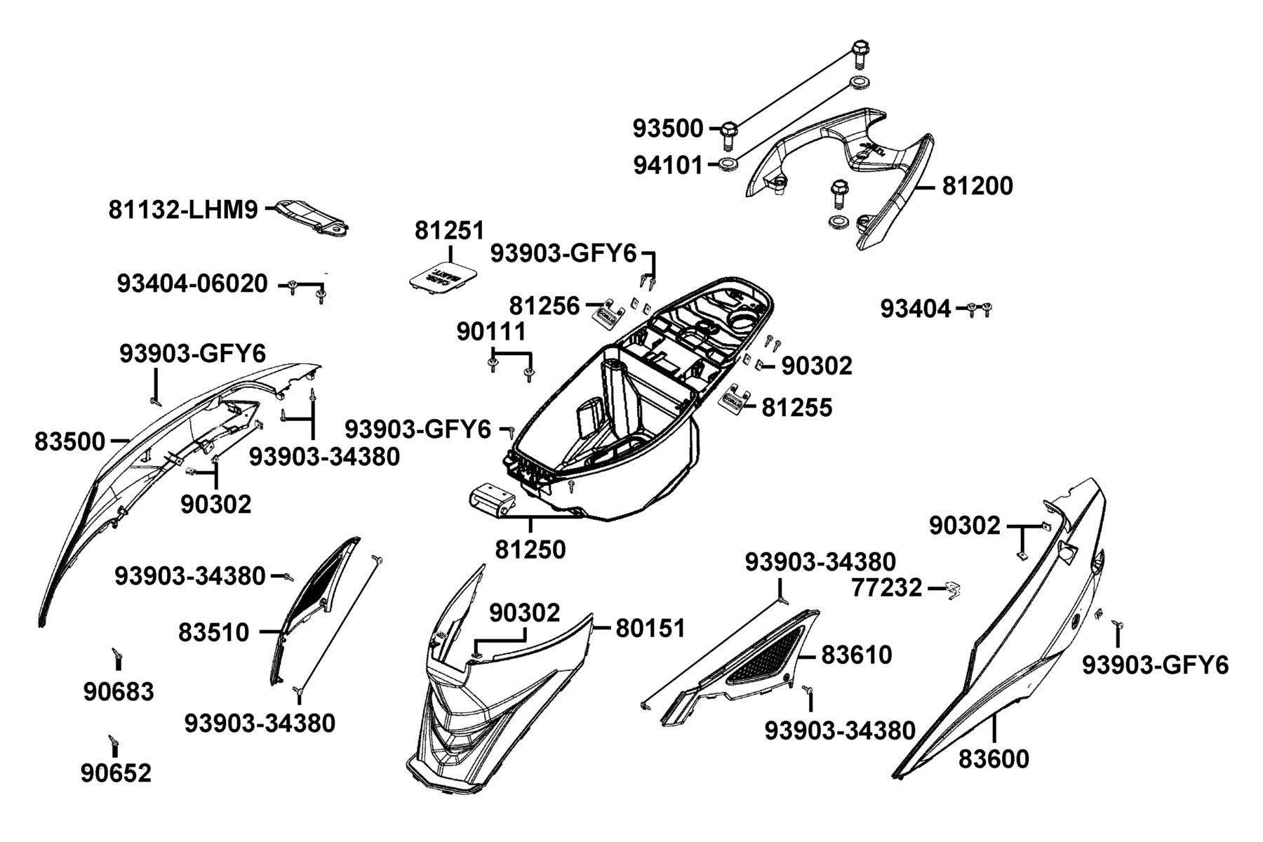 SUPER8 150X OFF-ROAD(2015~) Body Cover ● Luggage Box parts diagram