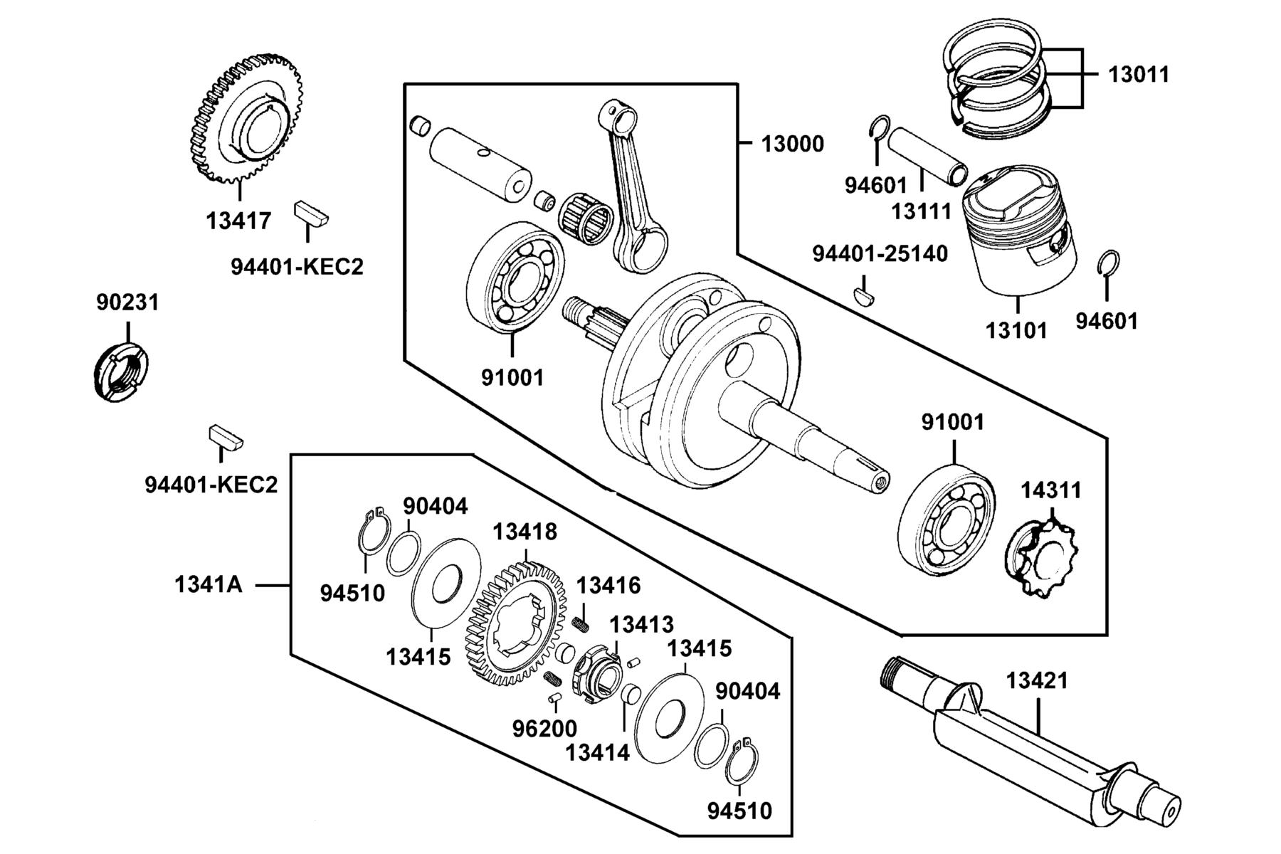 SPADE 150 FI(2018) Crankshaft●Piston parts diagram