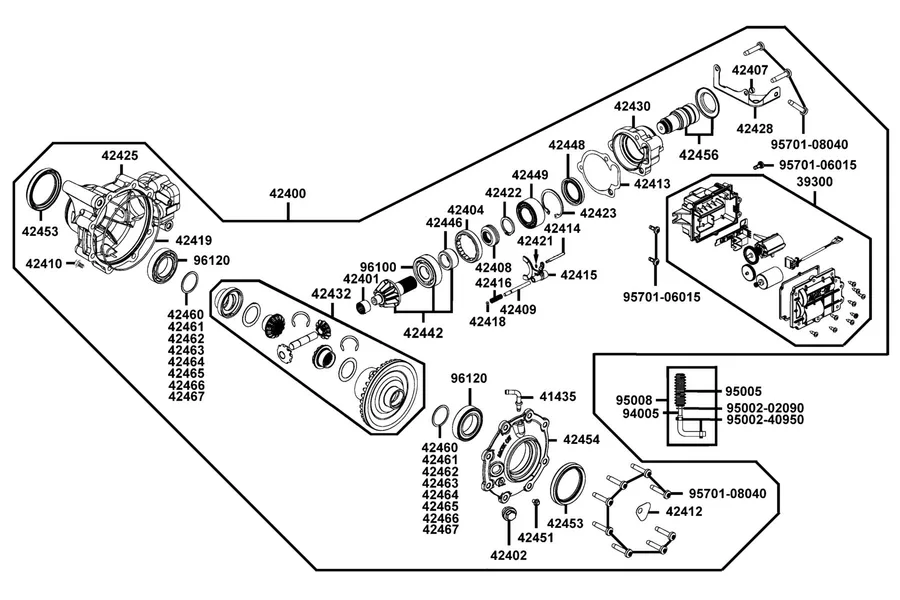 E09 Gear Case Front parts diagram