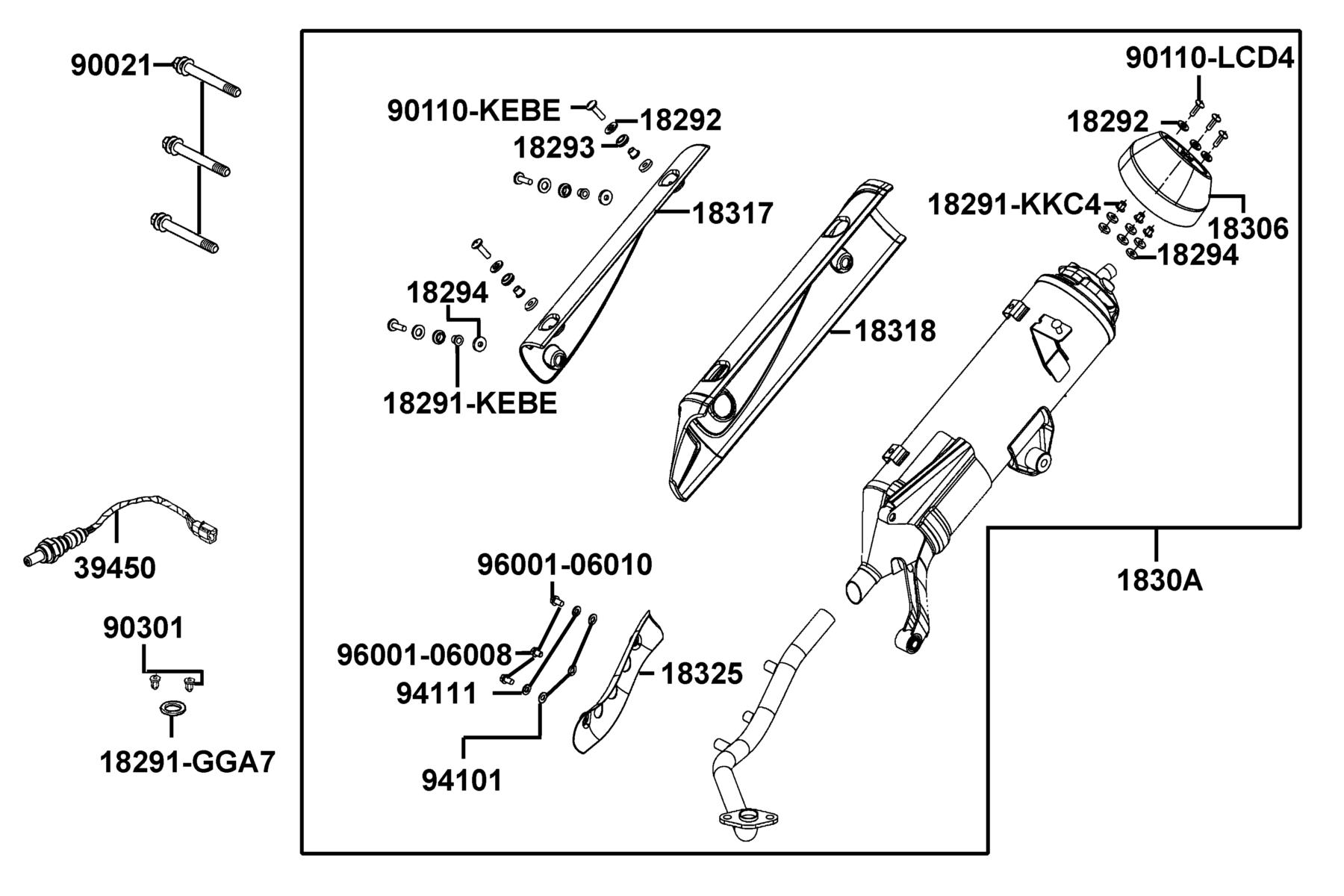 LIKE(2019~) Exhaust Muffler parts diagram
