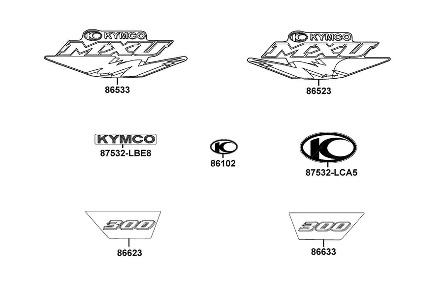 F26 Emblem and Stripe parts diagram