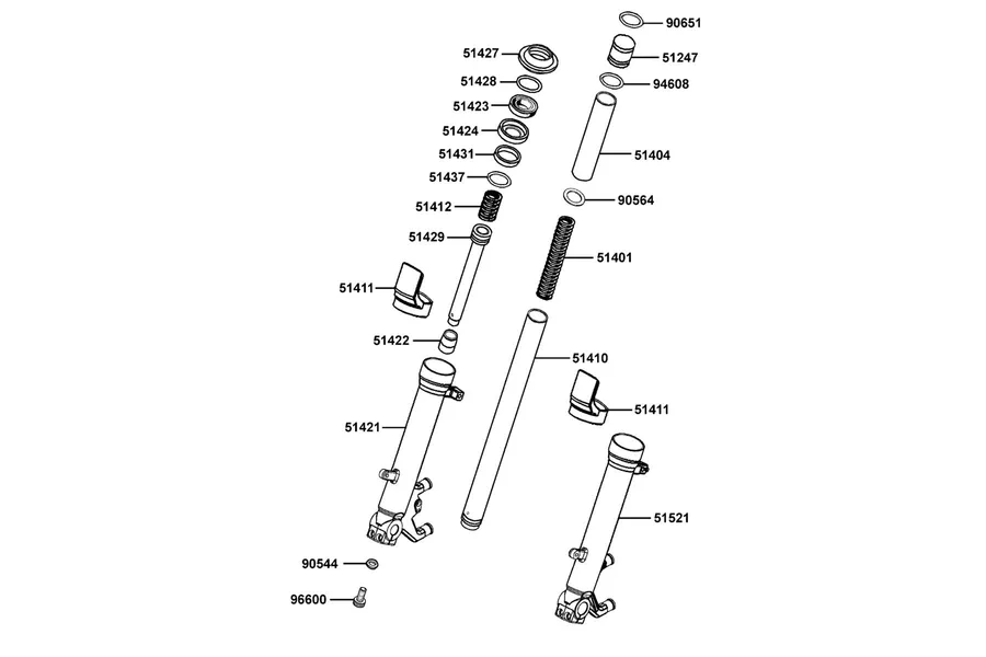 F22 Separated Parts Of Fr Fork parts diagram