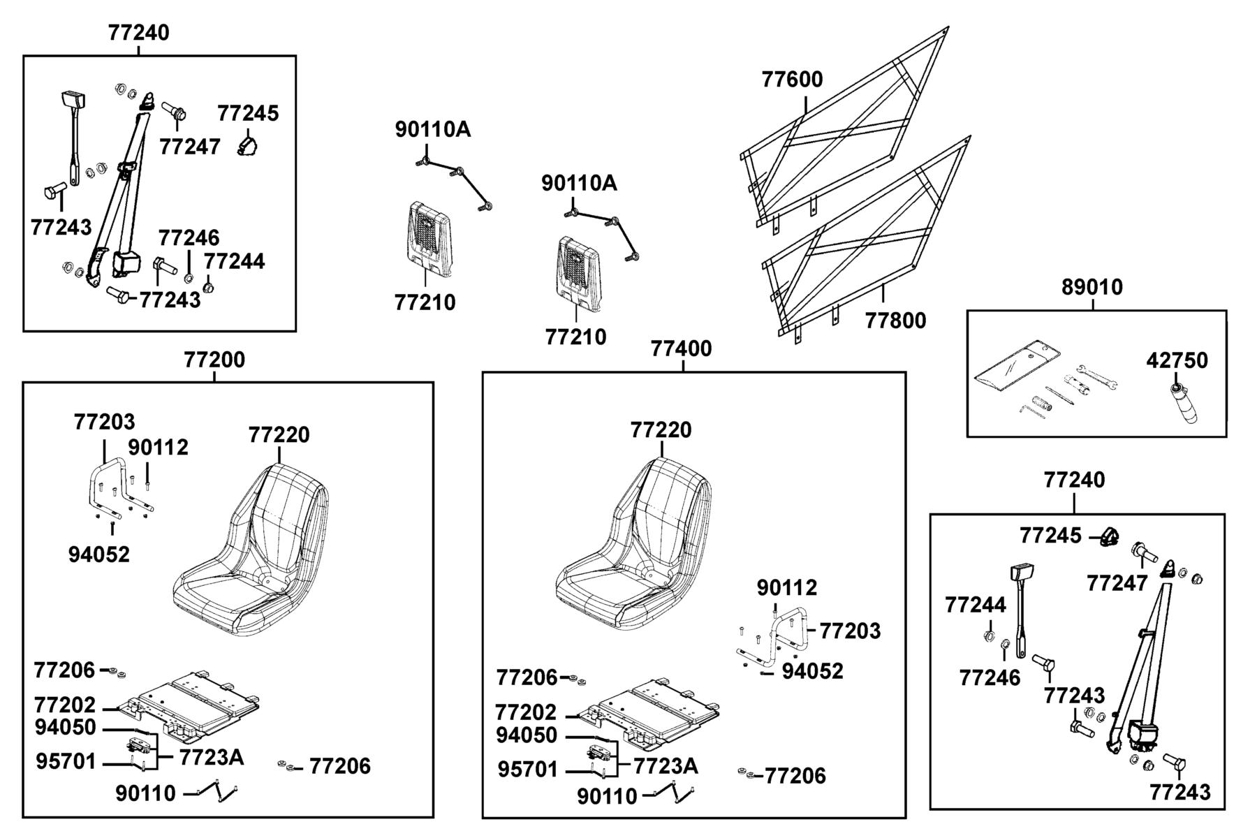 UXV 500i (2016~) Seat parts diagram