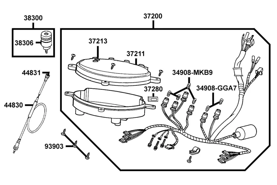 F02 Speedometer parts diagram
