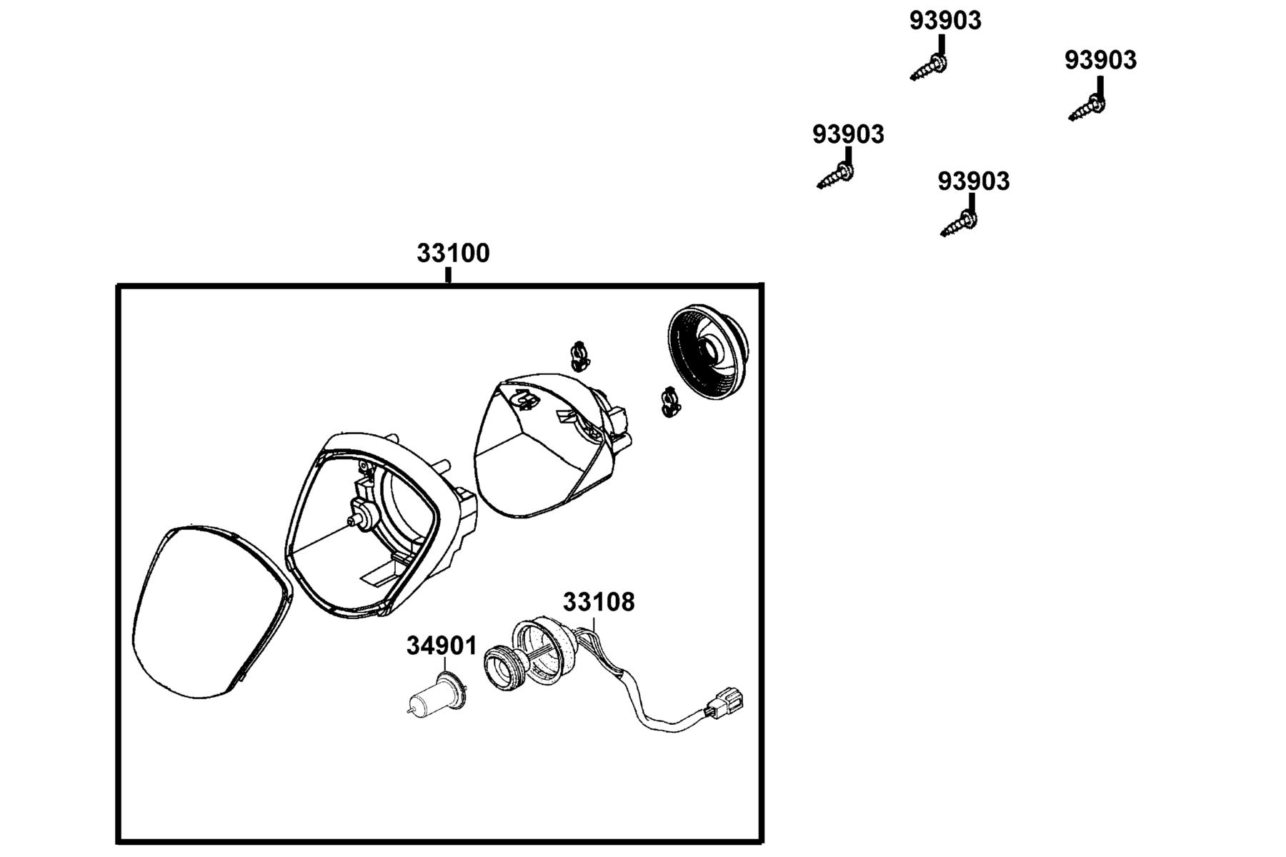 LIKE 200(2010~) Head Light parts diagram