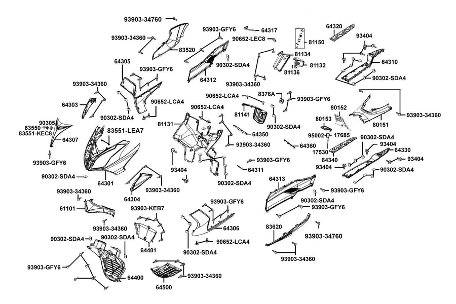 F05 Fender Front parts diagram