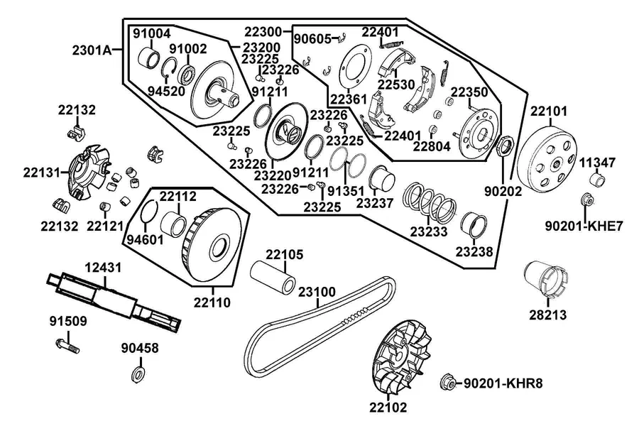 E05 Transmission Pulley parts diagram