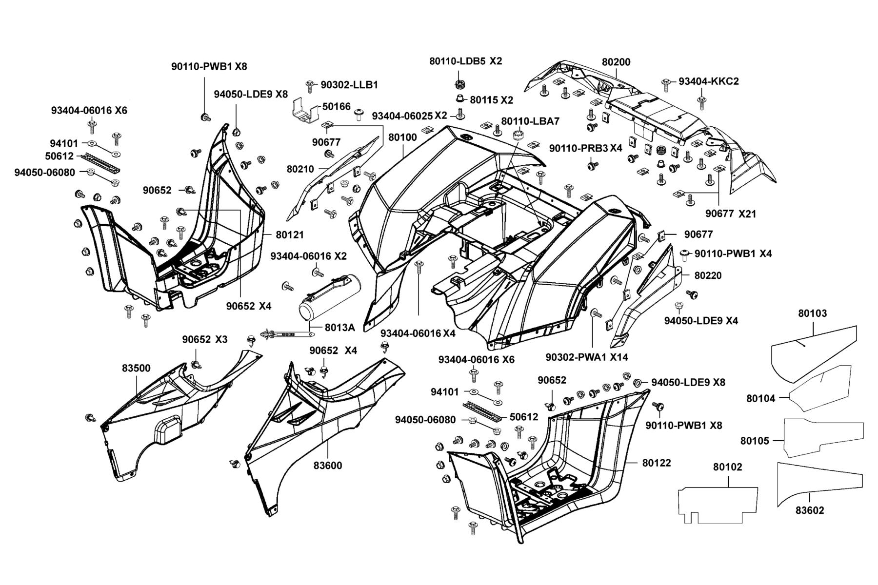 MXU 500i(4X4/IRS) (2017~) Fender Rear parts diagram