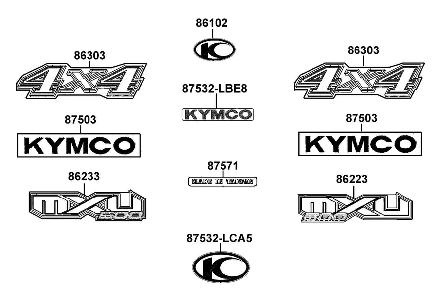 F23 Emblem and Stripe parts diagram