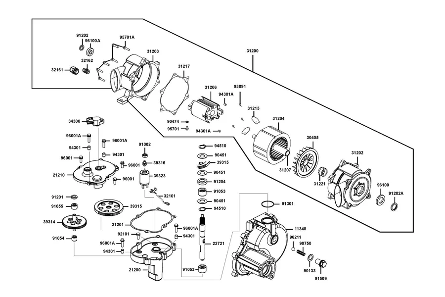 E11 Ac Generator and Cover Assy parts diagram