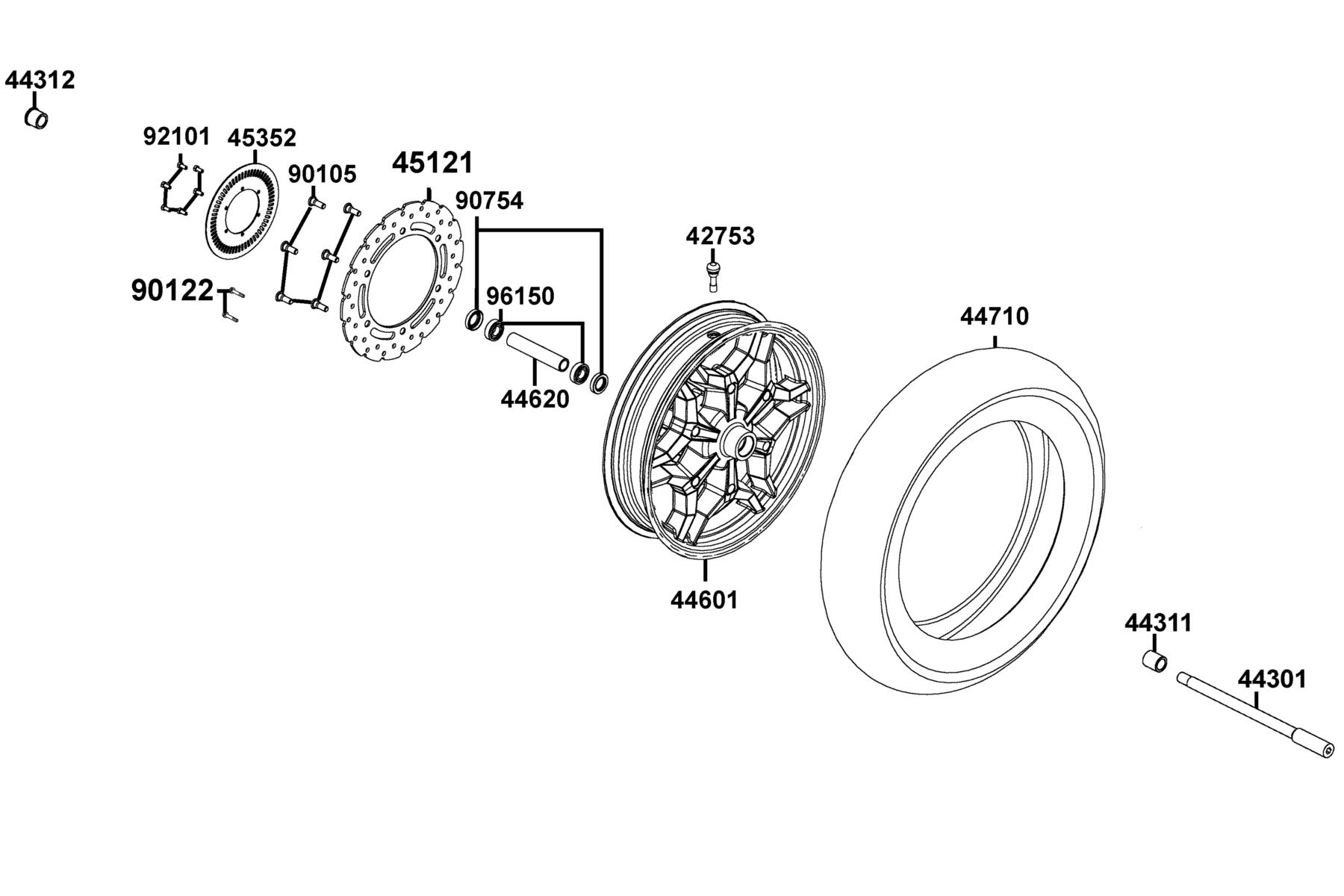 X-Town 300i ABS (2020) Front Wheel parts diagram