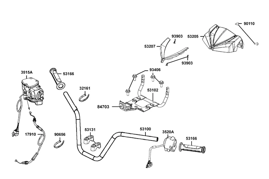 F03 Handle Steering parts diagram