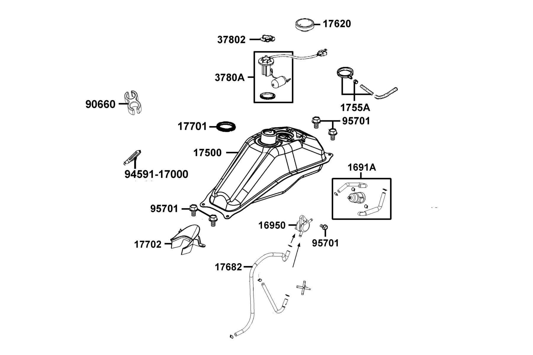 K-PIPE 125(2022) Fuel Tank parts diagram