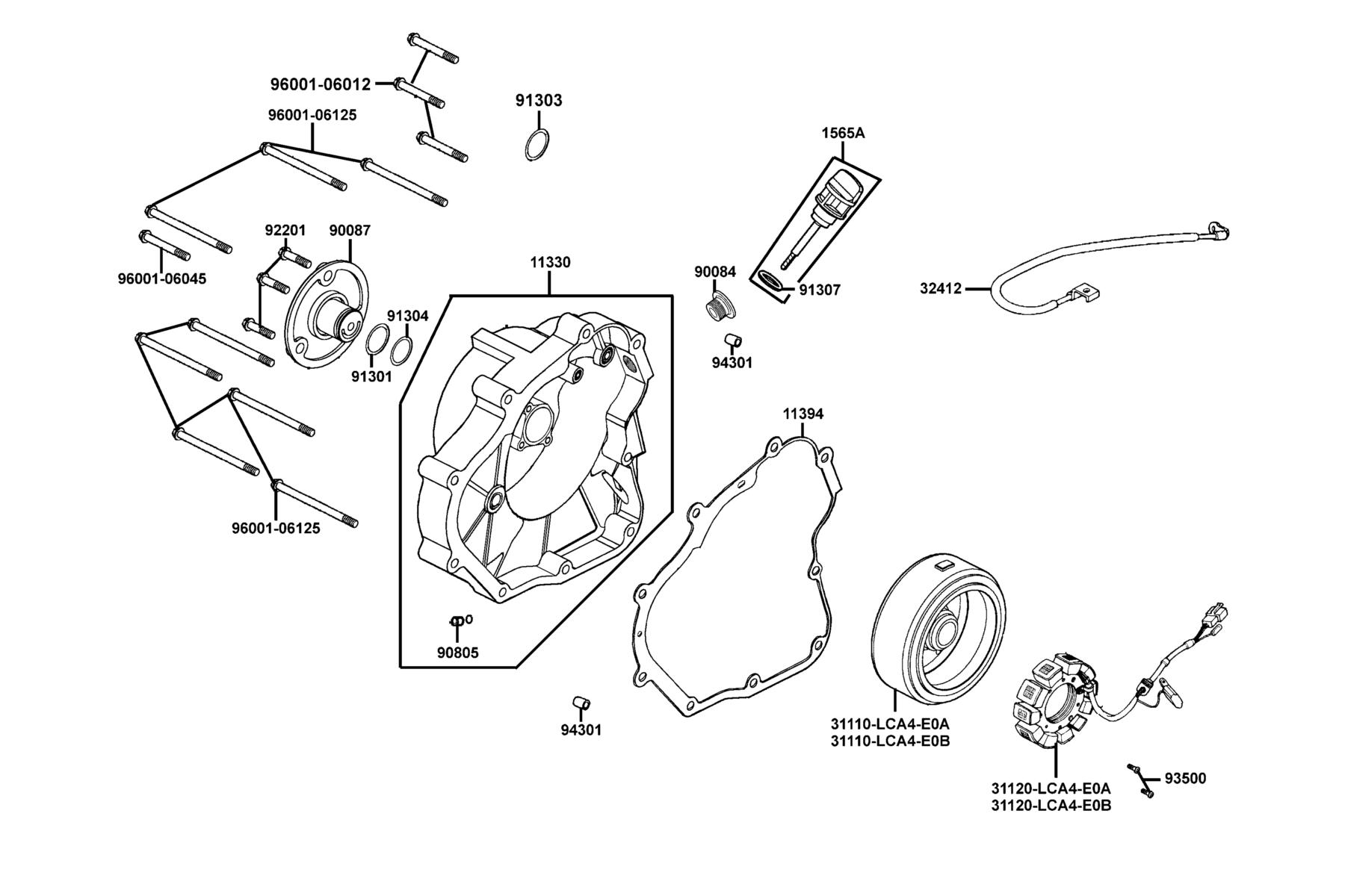 KYMCO MXU 150 (2010-2015) Right Crankcase Cover and Generator parts diagram