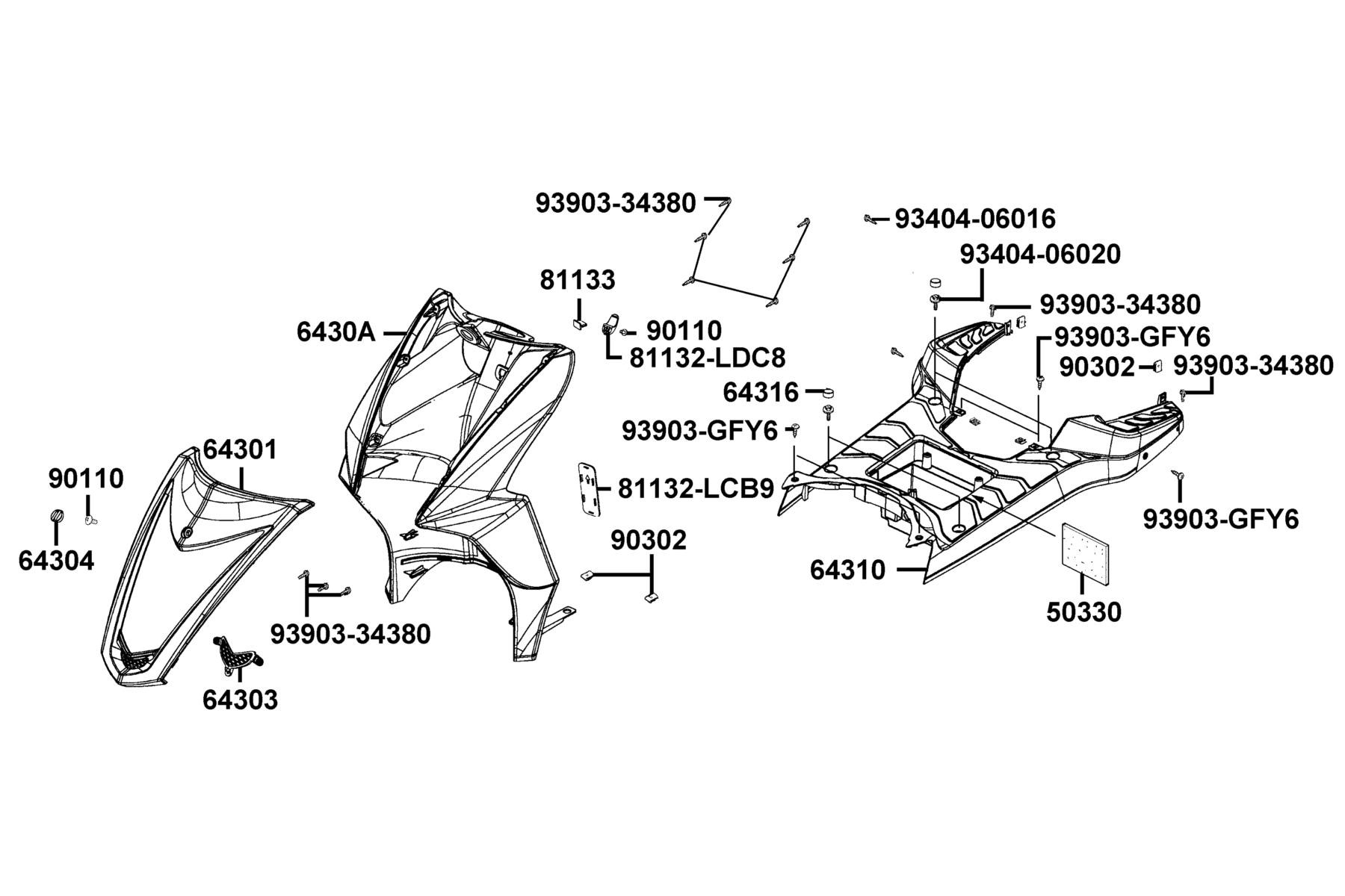 SUPER8 150X OFF-ROAD(2015~) Front Cover ● Front Fender parts diagram