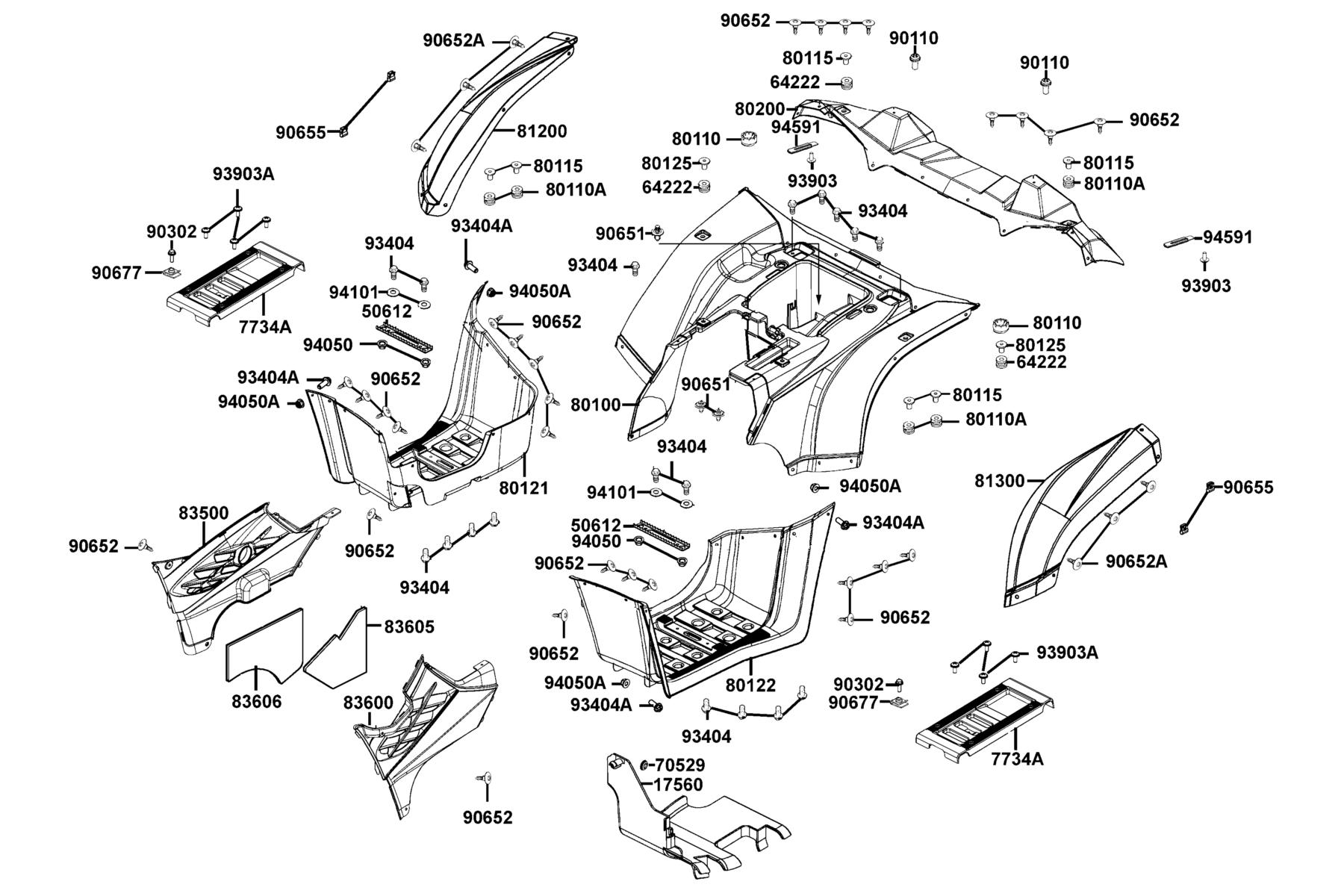 KYMCO MXU 500 Fender Rear parts diagram