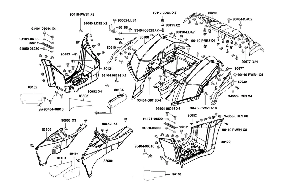 F12 Fender Rear parts diagram