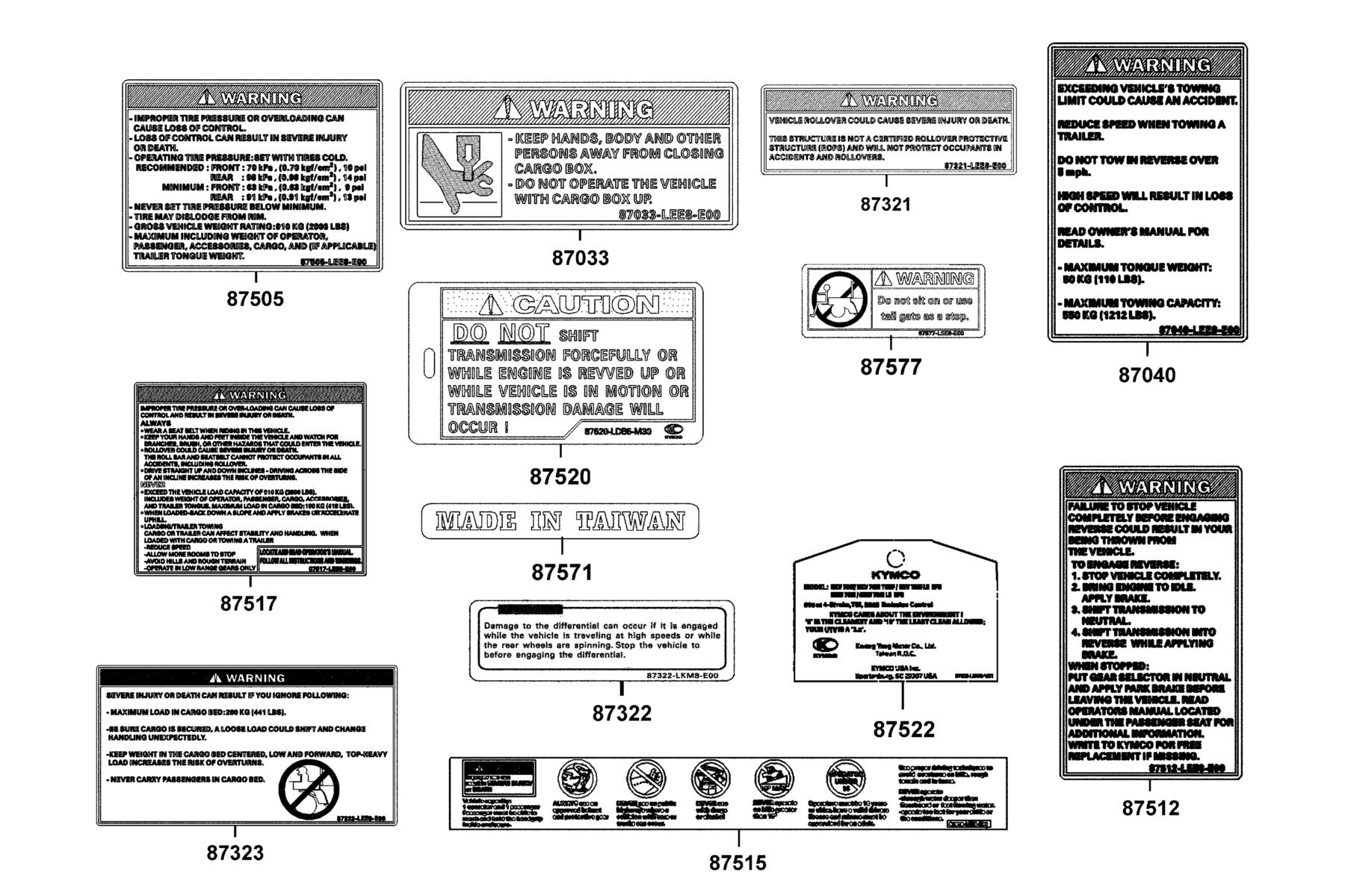 UXV 700i LE EPS(2017~) Caution Label parts diagram