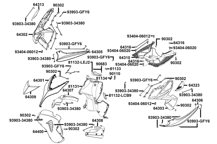 F05 Front Cover and Front Fender parts diagram