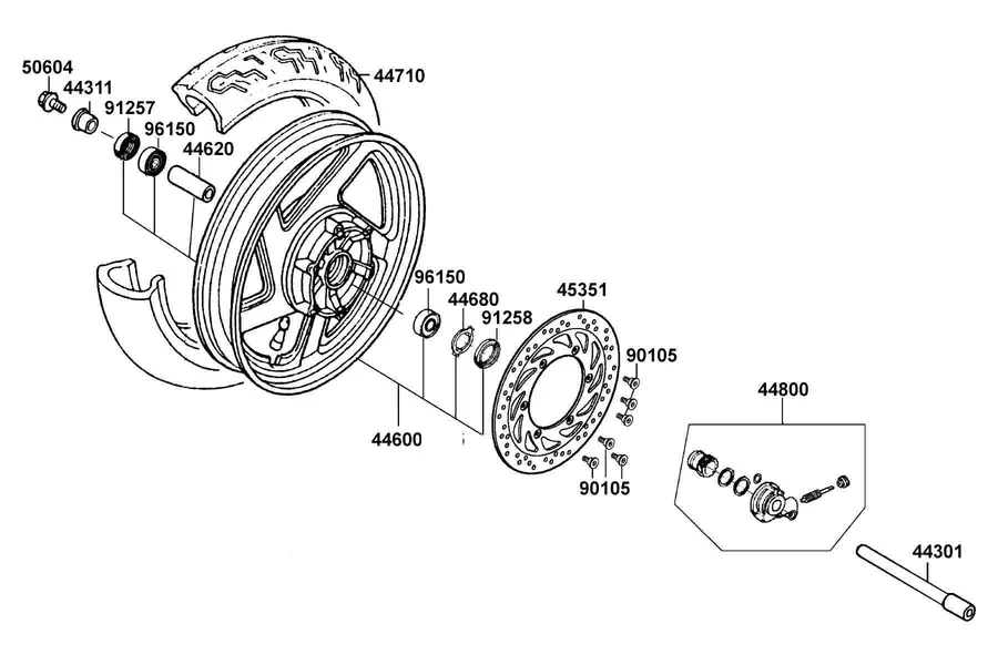 F10 Front Wheel parts diagram