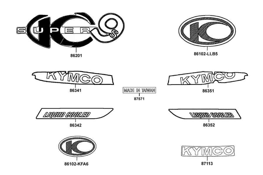 F26 Emblem and Stripe parts diagram