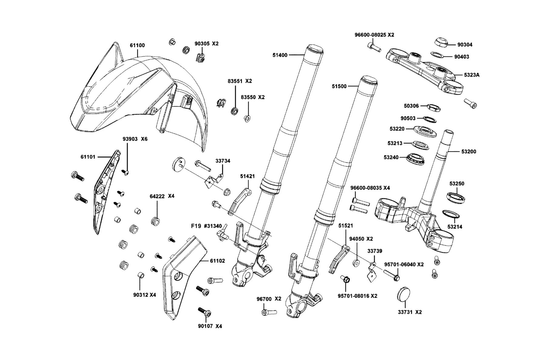 AK550 ST Front Cushion parts diagram