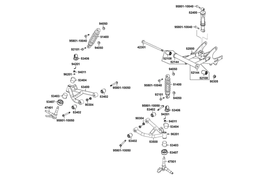 F16 Rear Cushion and Fork Rr parts diagram