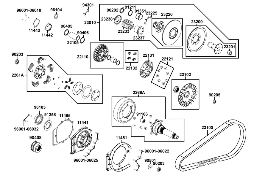 E05 Drive Pulley parts diagram