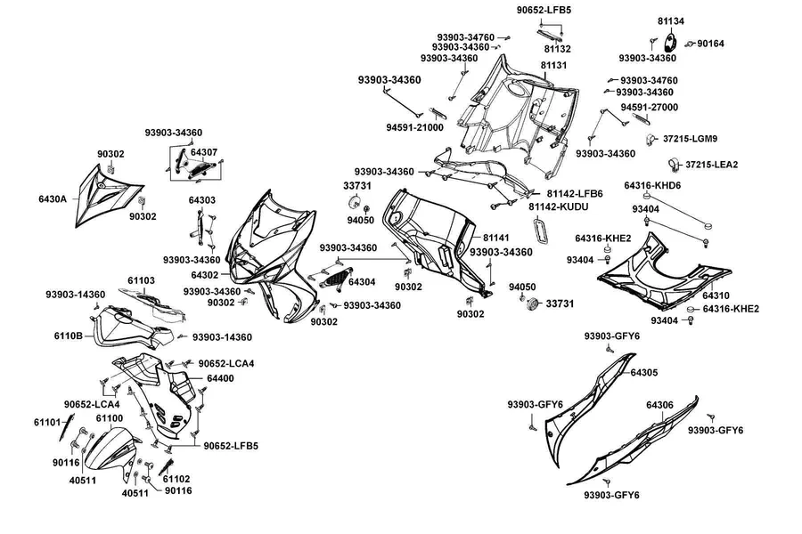 F05 Front Cover and Floor Panet parts diagram