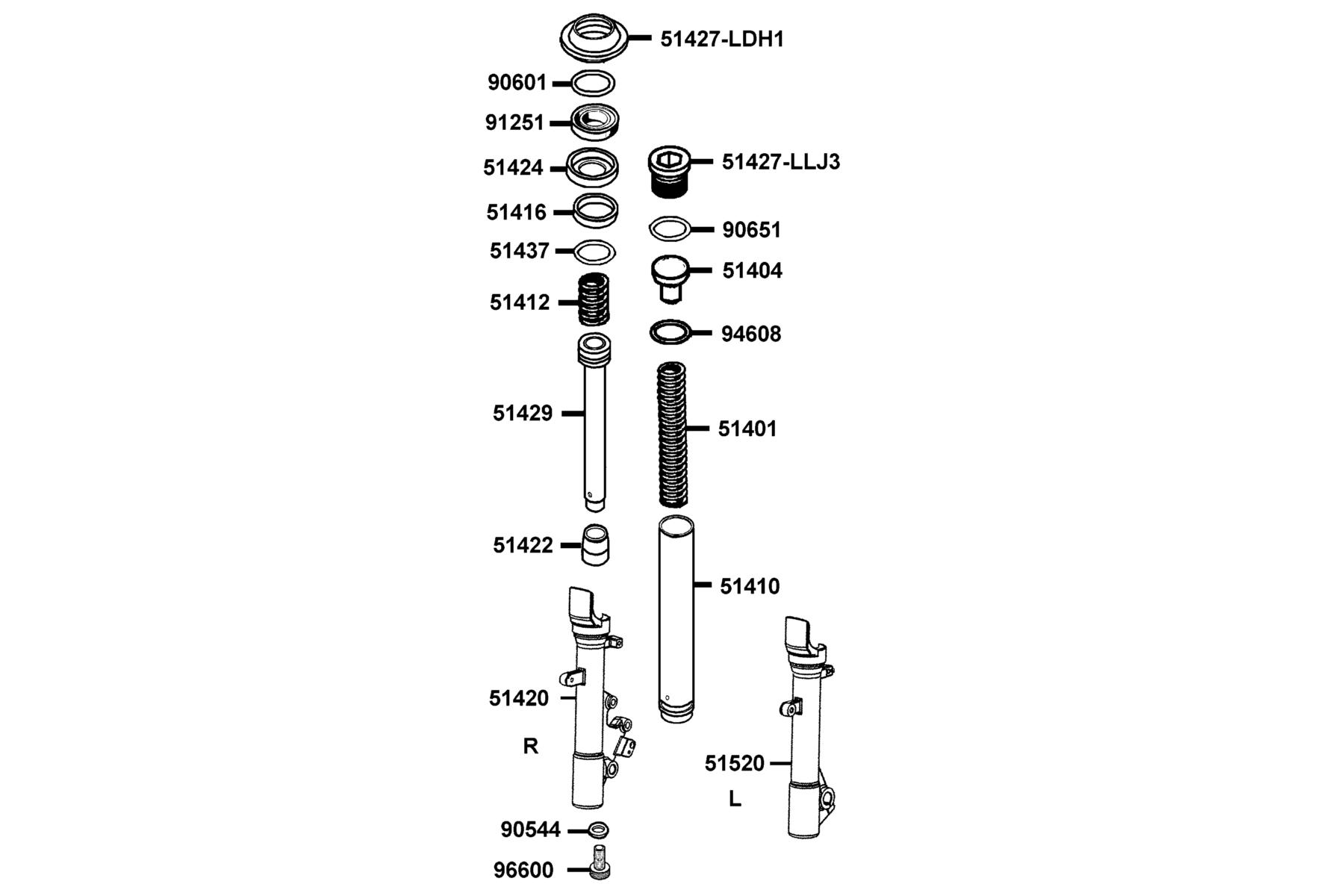 PEOPLE GTi 300 (2016~) Separated Parts Of Fr Fork parts diagram