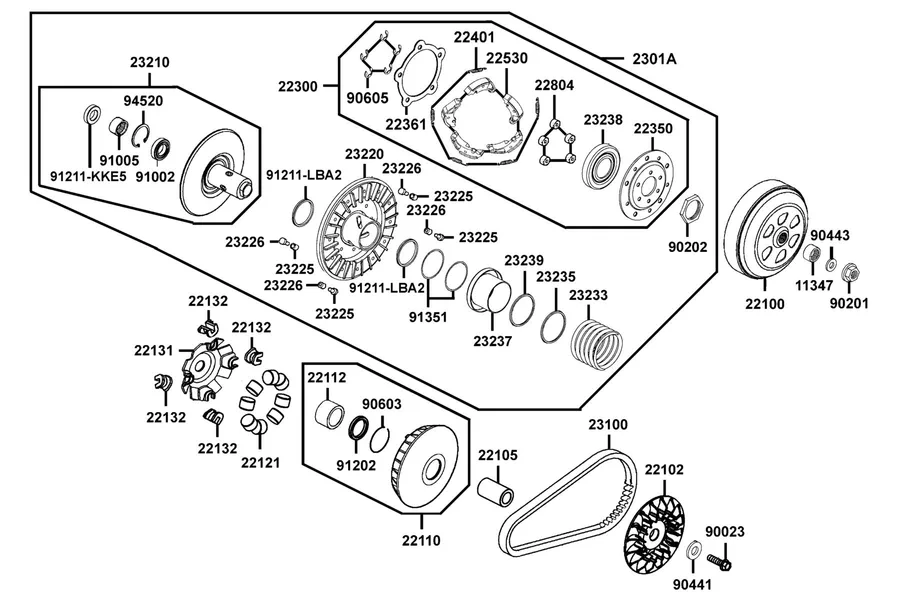 E05 Transmission Pulley parts diagram
