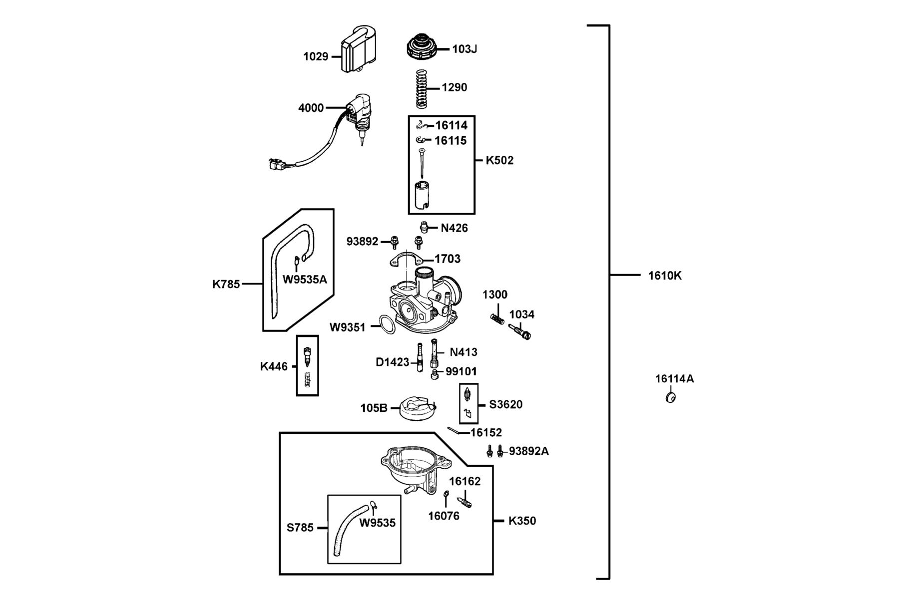 Mongoose 90S(2019) Carburetor parts diagram