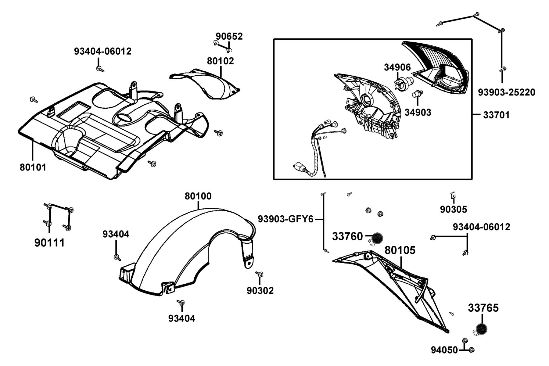LIKE(2019~) Tail Light parts diagram