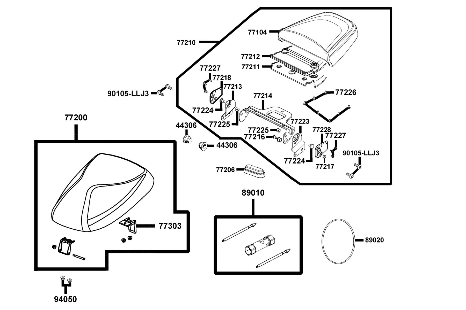 Agility 50(2016~) Seat parts diagram