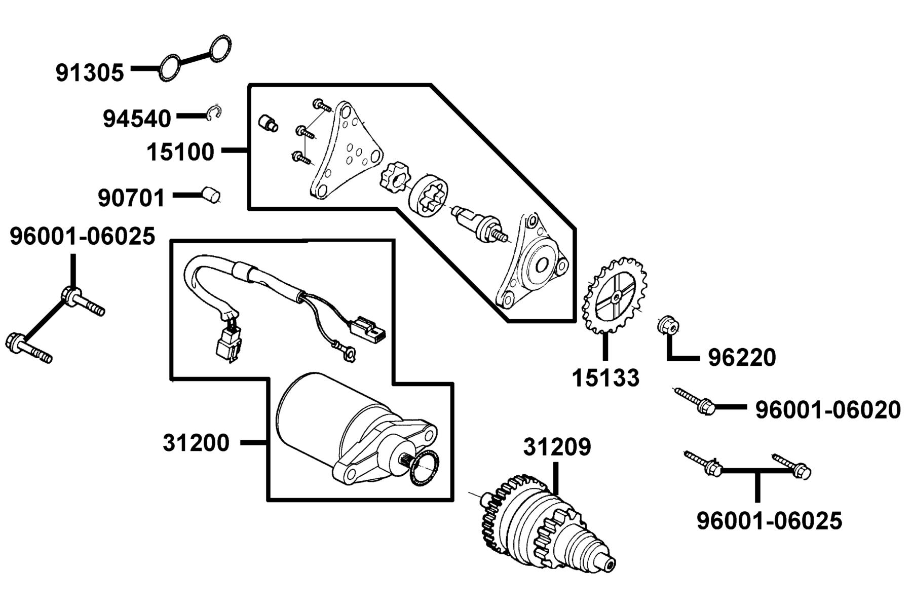 Agility 50(2016~) Starting Motor ● Oil Pump parts diagram