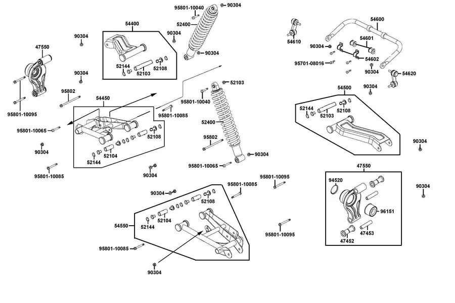 F17 Cushion Assy Rr and Control Arm Assy Rr parts diagram