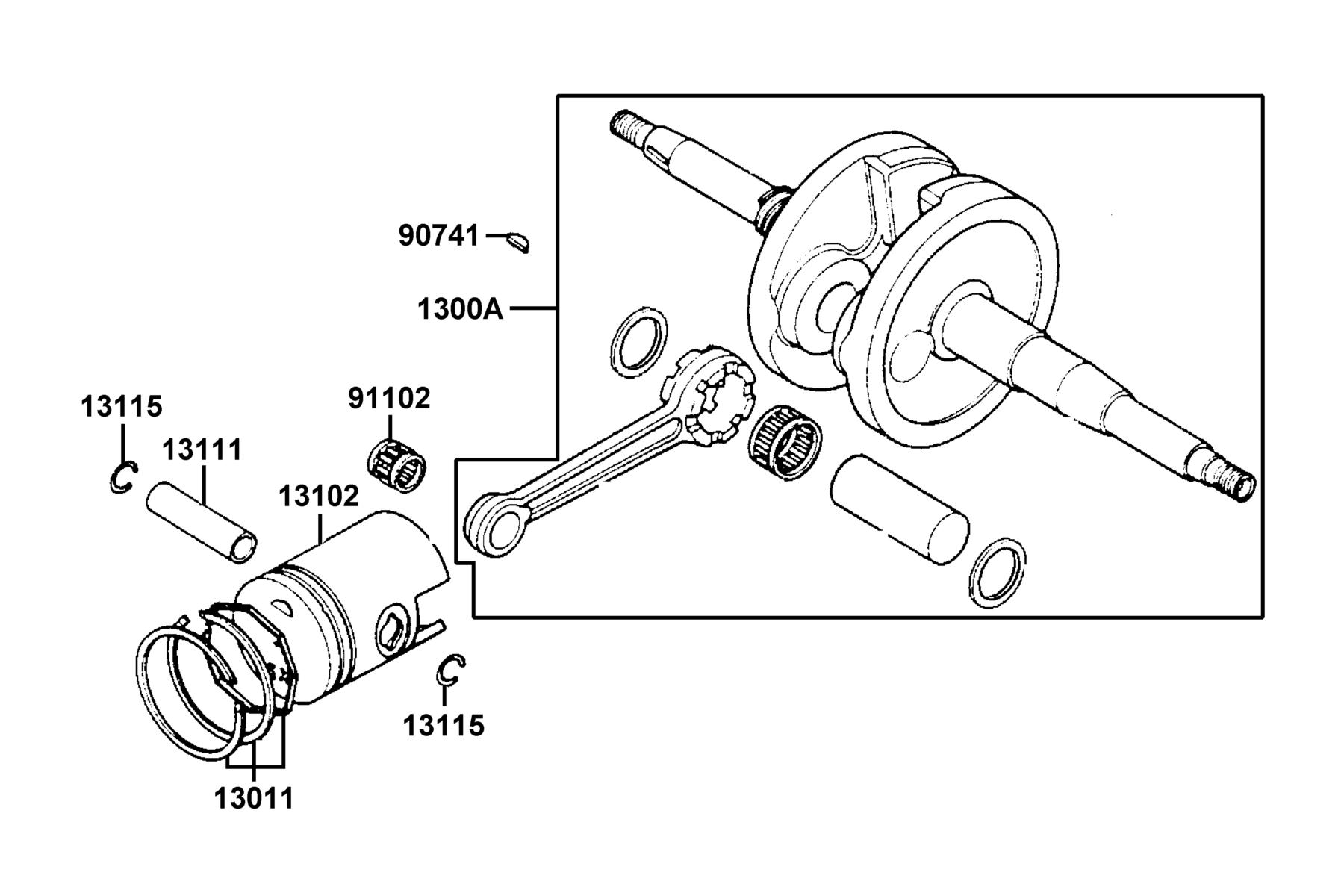 LIKE 50(2013~) Piston ● Crankshaft parts diagram