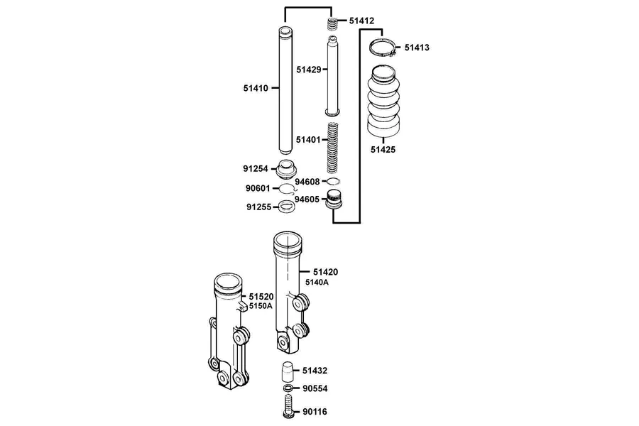 F22 Separated Parts Of Fr Fork parts diagram