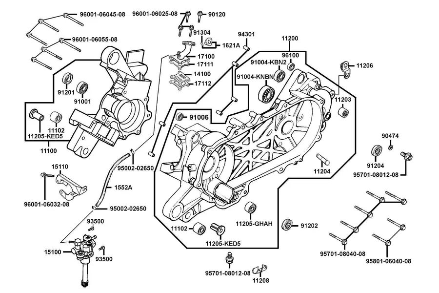 E09 Crankcase and Oil Pump parts diagram