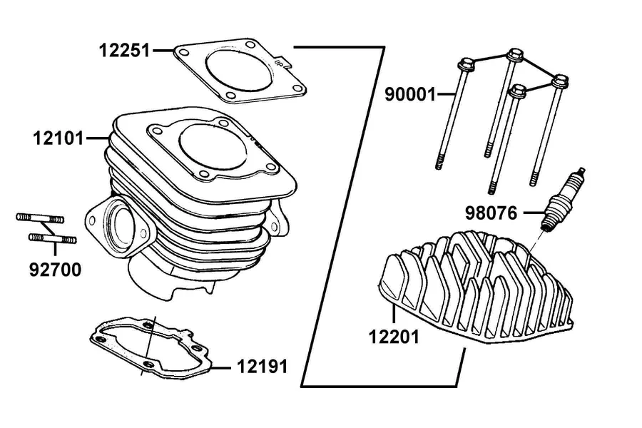 E02 Cylinder Head and Cylinder parts diagram