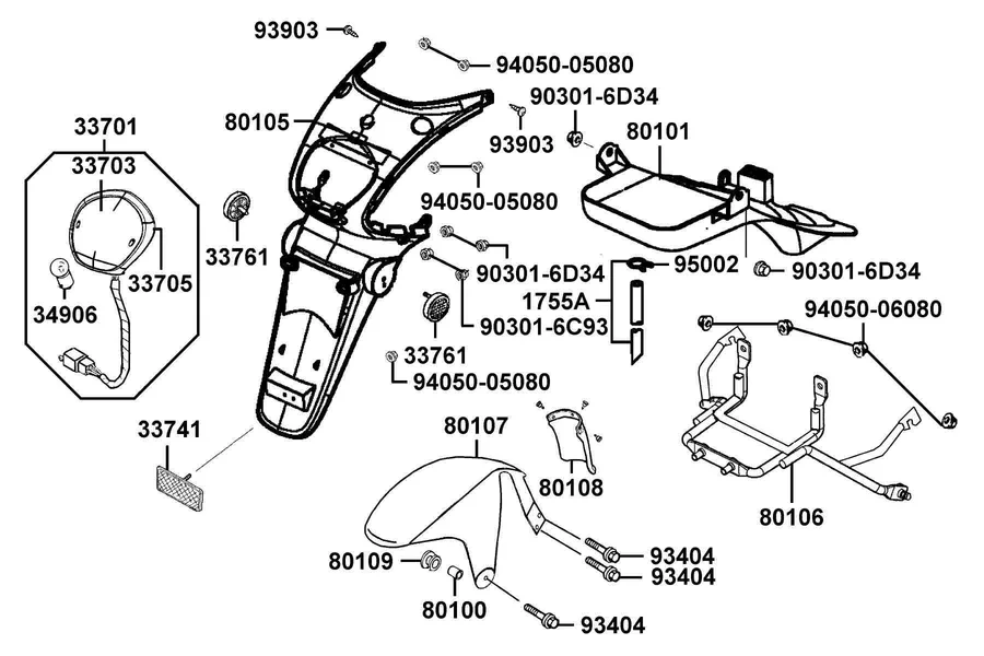 F19 Rear Light and Rear Fender parts diagram