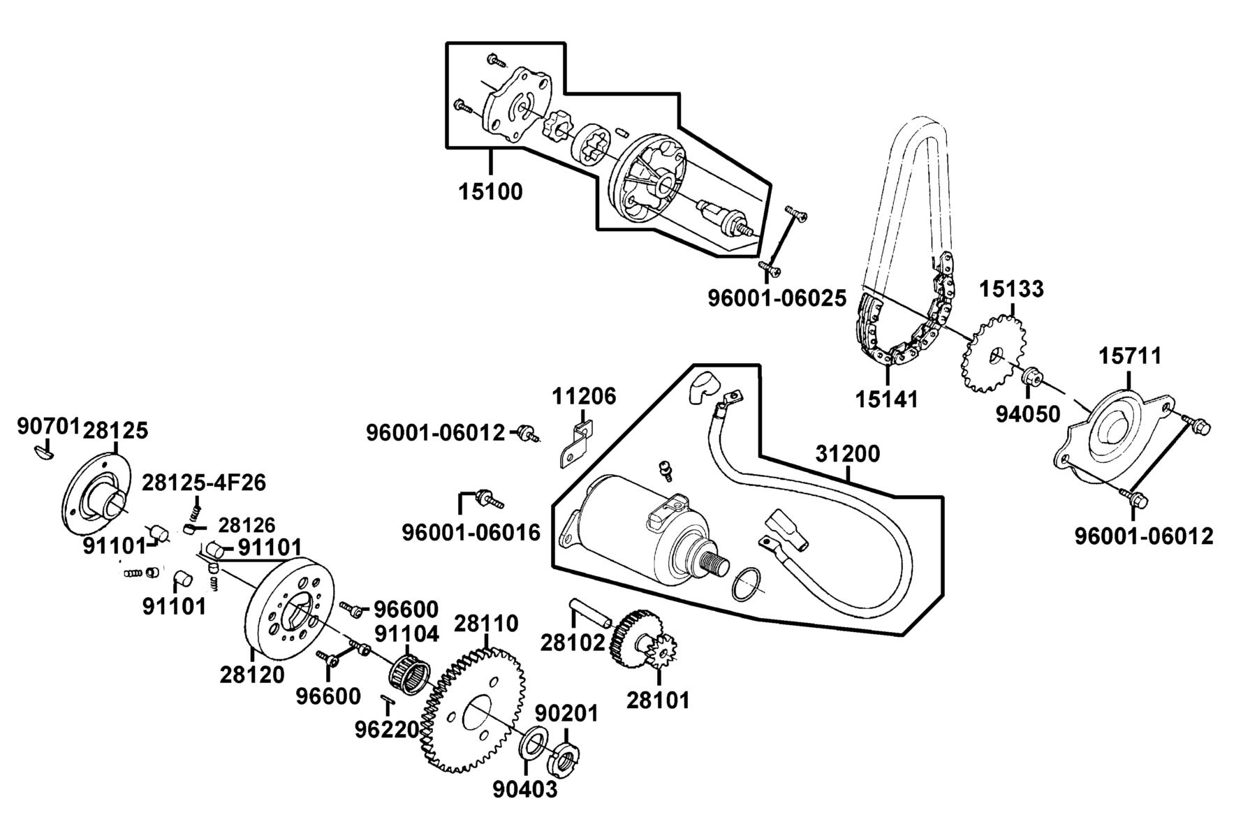 AGILITY 125(2021~) Starting Motor ● Oil Pump parts diagram
