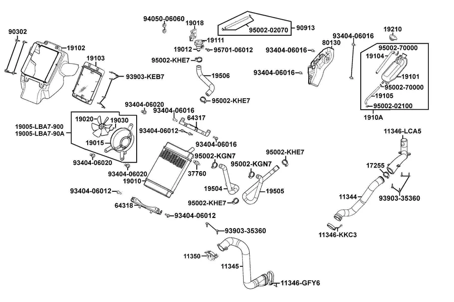F24 Radiator parts diagram