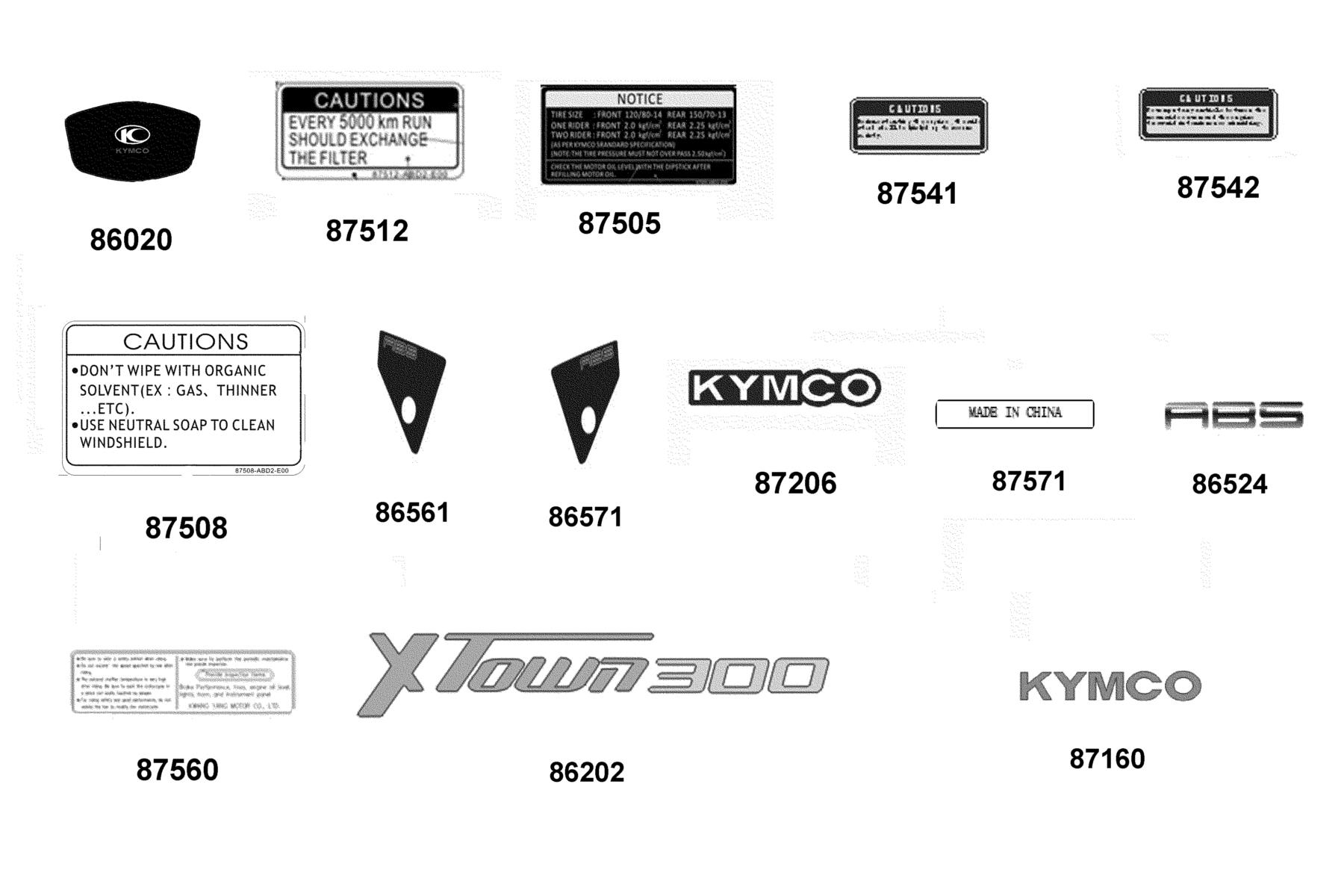 X-TOWN 300(2018) Emblem ● Stripe parts diagram