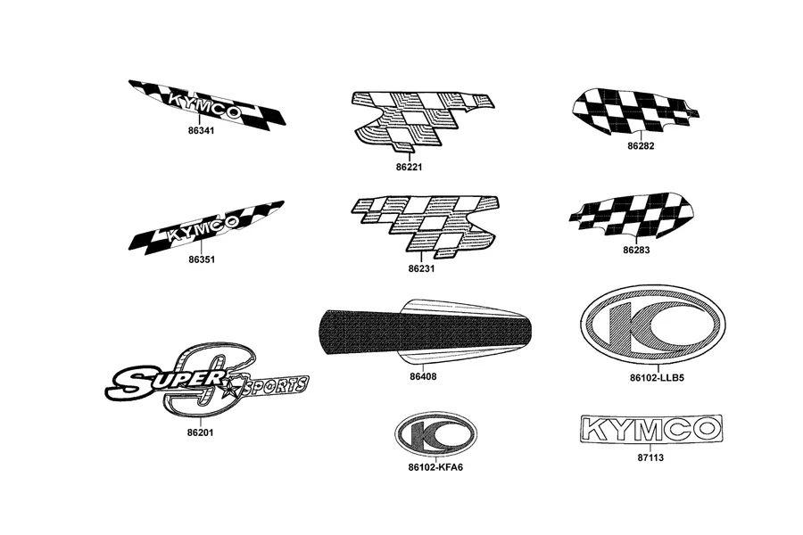 F25 Emblem and Stripe parts diagram