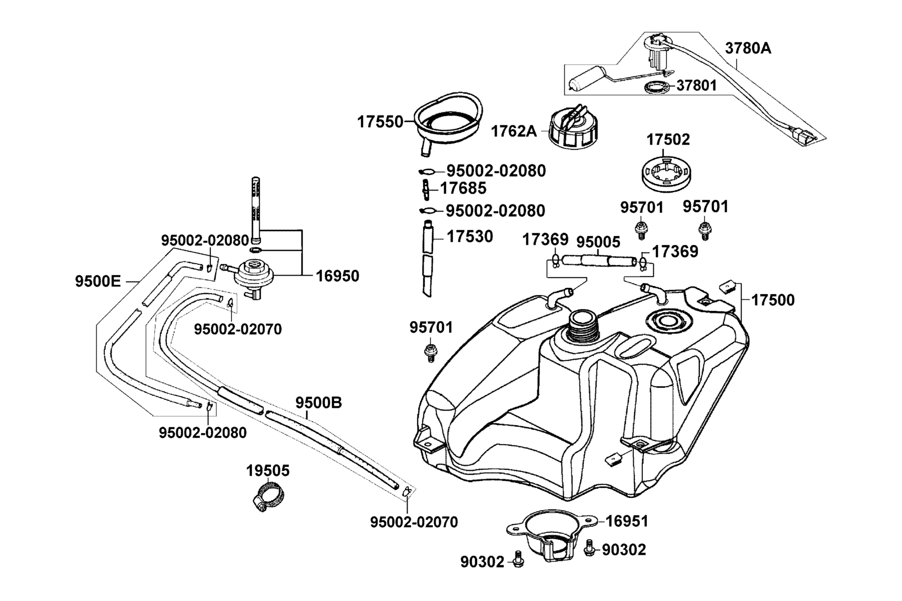 KYMCO SUPER9S (2008-2009) Fuel Tank parts diagram