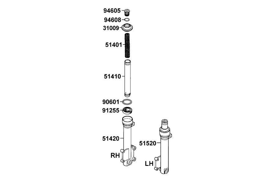 F23 Separated Parts Of Fr Fork parts diagram