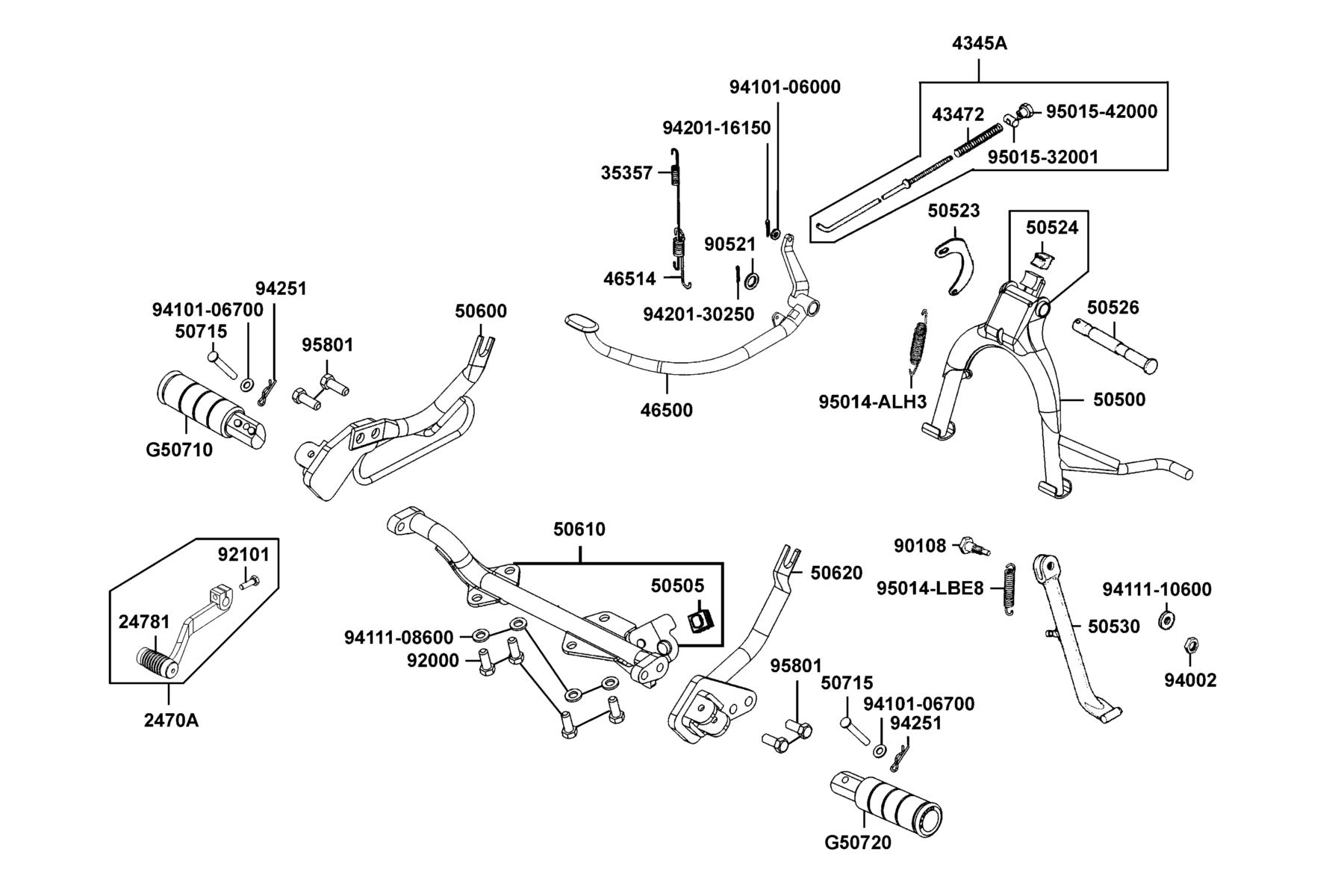 SPADE 150 FI(2018) Pedal●Stand parts diagram