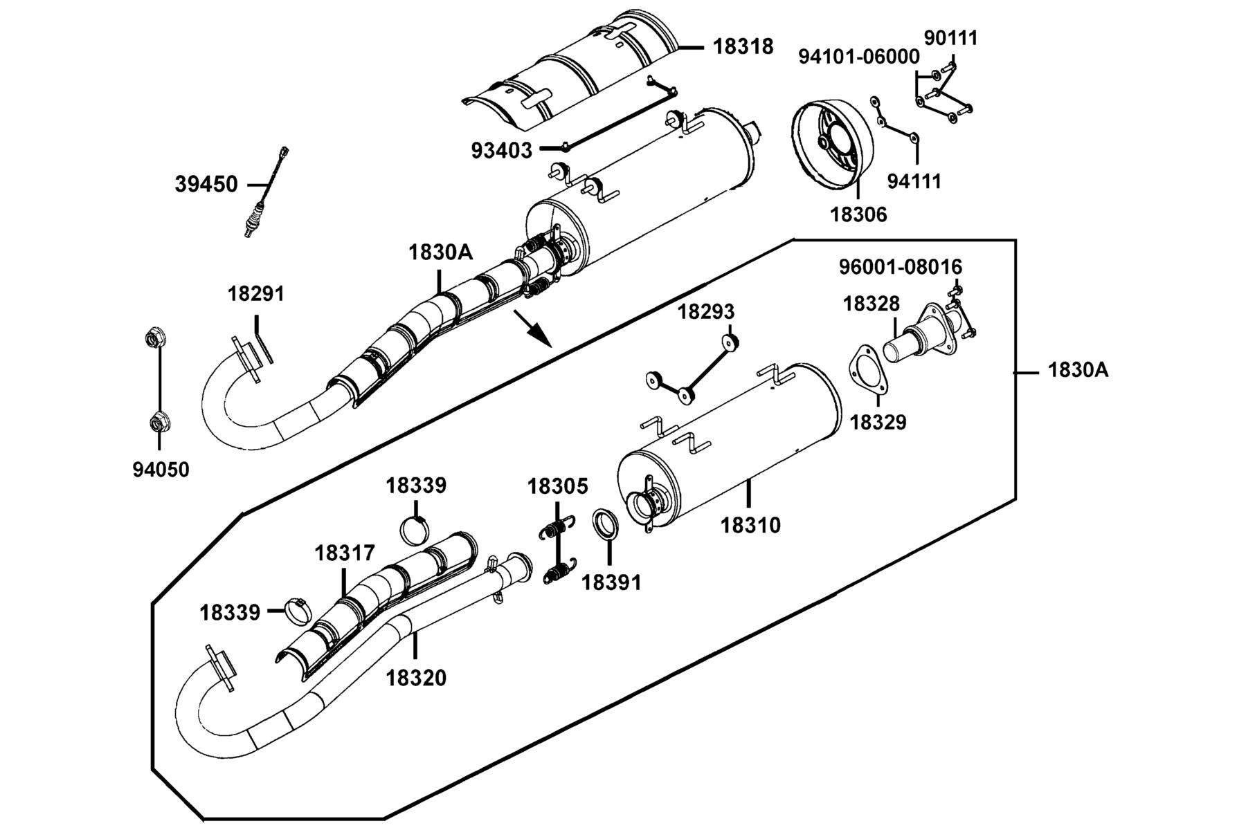 MAXXER 450i (2023) Exhaust Muffler parts diagram